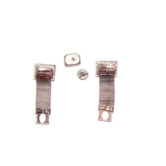 Cuff Links and Tie Tack Set Purple Lavender Satin Glass Silver Toned Boxed Set M - Picture 3 of 5